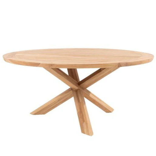 Prado Teak 160cm Round Outdoor Dining Table With Teak Legs & Lazy Susan by 4 Seasons Outdoor - NTC Homes, Inc.