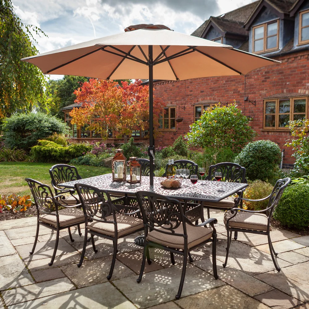 Outdoor Dining 8 Seat Rectangular in Cast Aluminium - Amalfi By Hartman - NTC Homes, Inc.