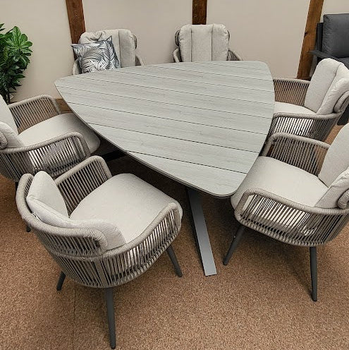 Edison 6 Seat Triangle Dining Set with Grey Linares Chairs | Garden Impressions - NTC Homes, Inc.