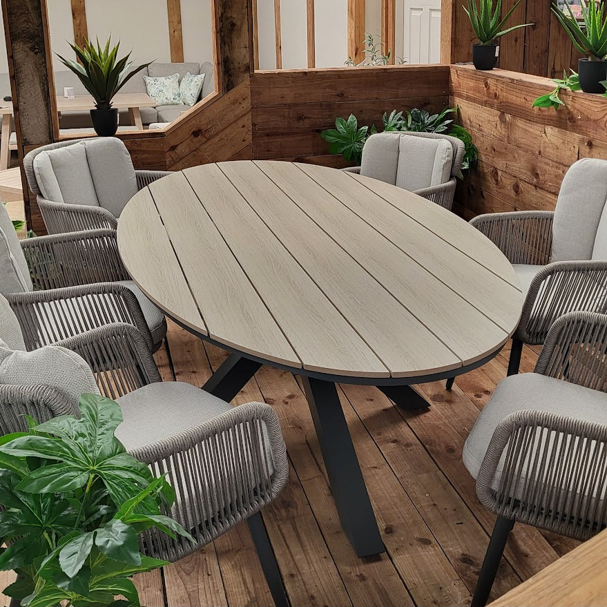 Edison 6 Seat Oval Dining Set with Grey Linares Chairs | Garden Impressions - NTC Homes, Inc.