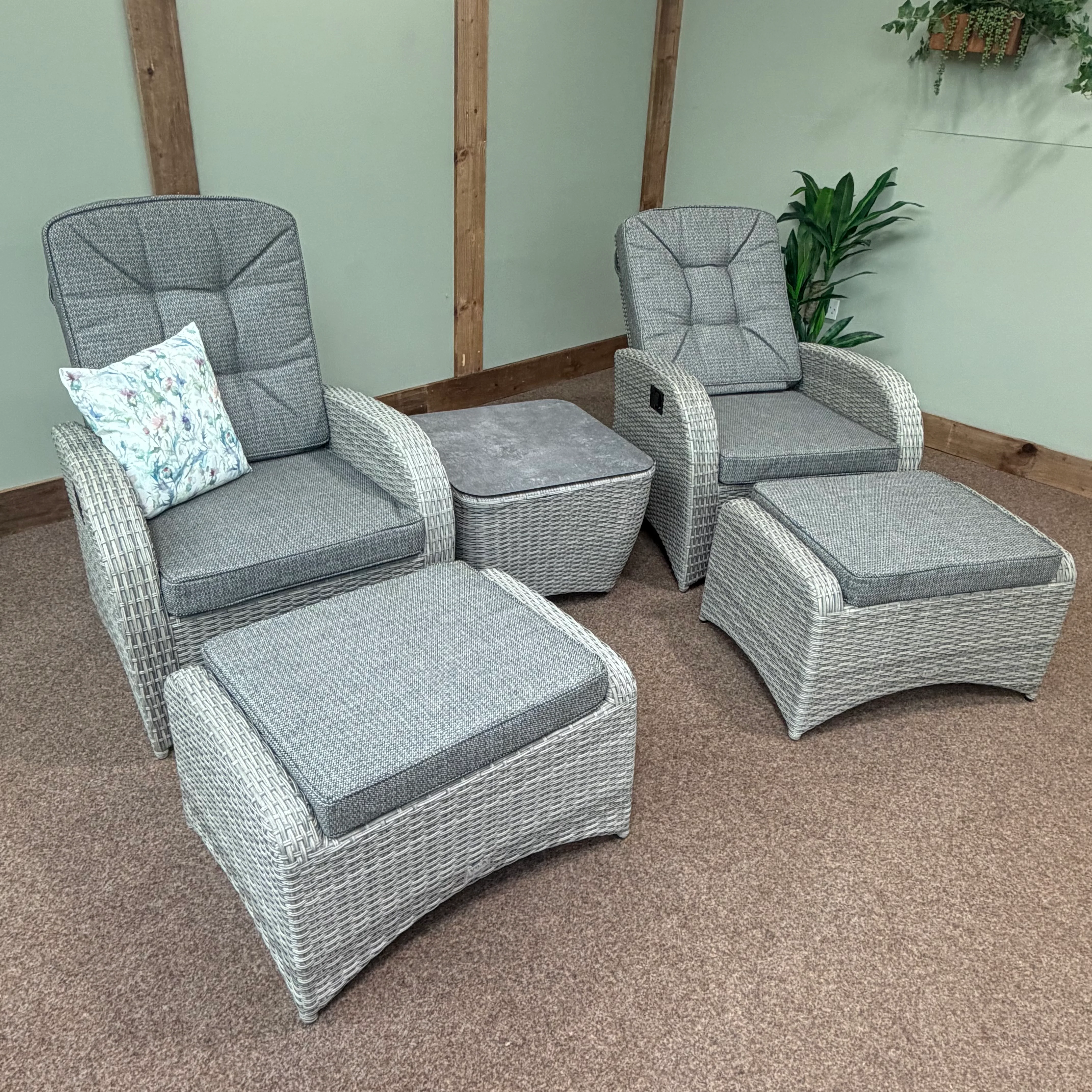 Outdoor Reclining Bistro Set in Grey | Bowness By Vila - NTC Homes, Inc.