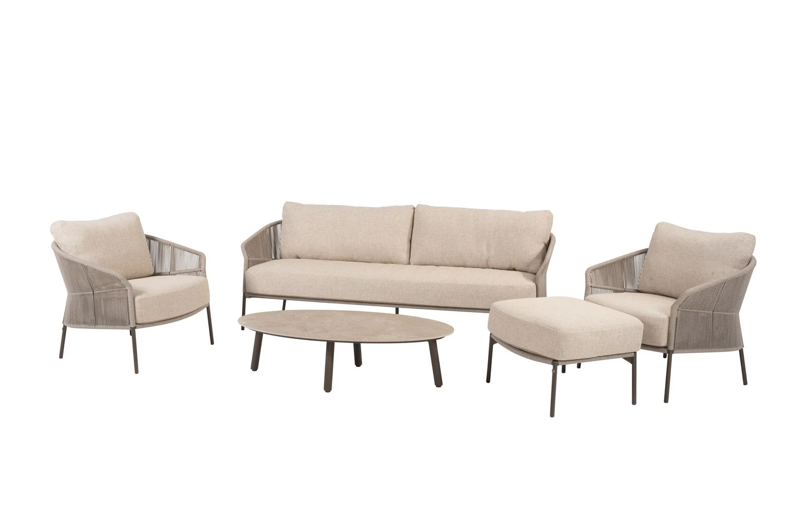 Florence Outdoor lounge set in Terre with ceramic coffee table | 4 Seasons Outdoor - NTC Homes, Inc.