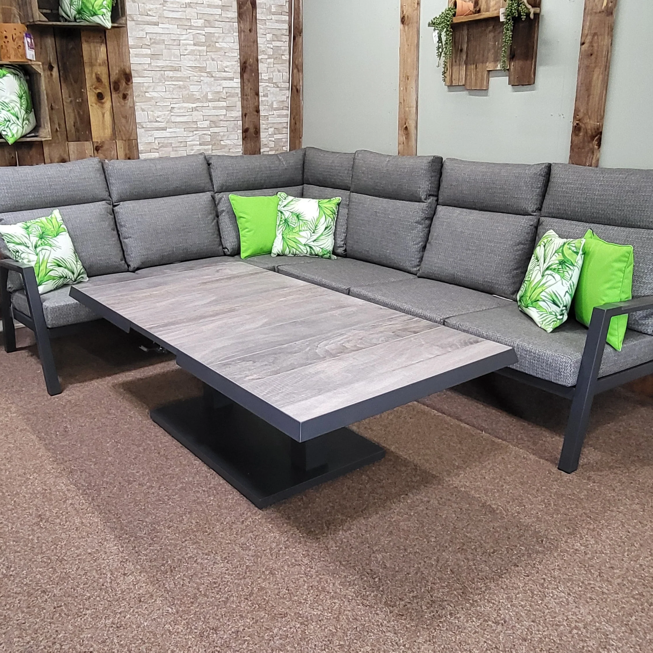 Atlas High Backed Outdoor Corner with Extending and Raising Table | Vila - NTC Homes, Inc.