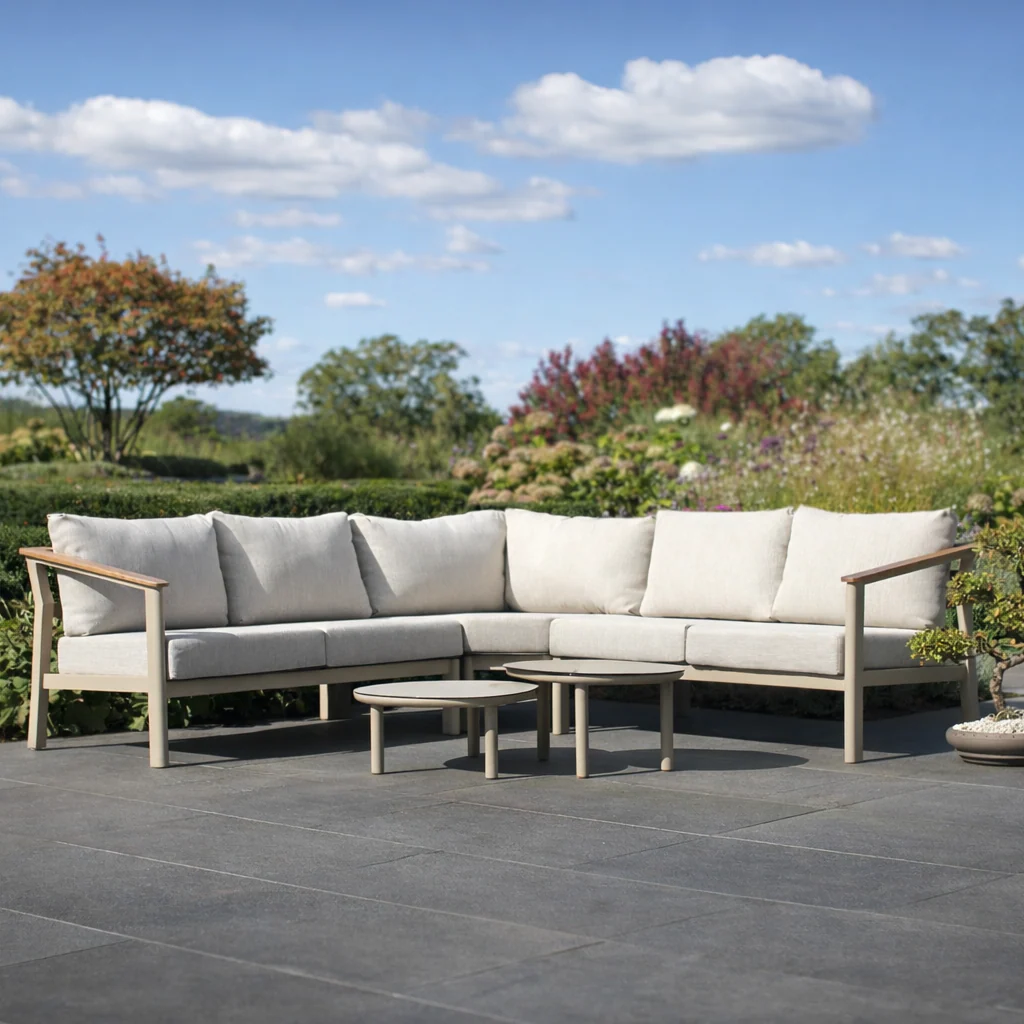 Olivia Outdoor Corner Set with Monroe Tables by 4 Seasons Outdoor - NTC Homes, Inc.