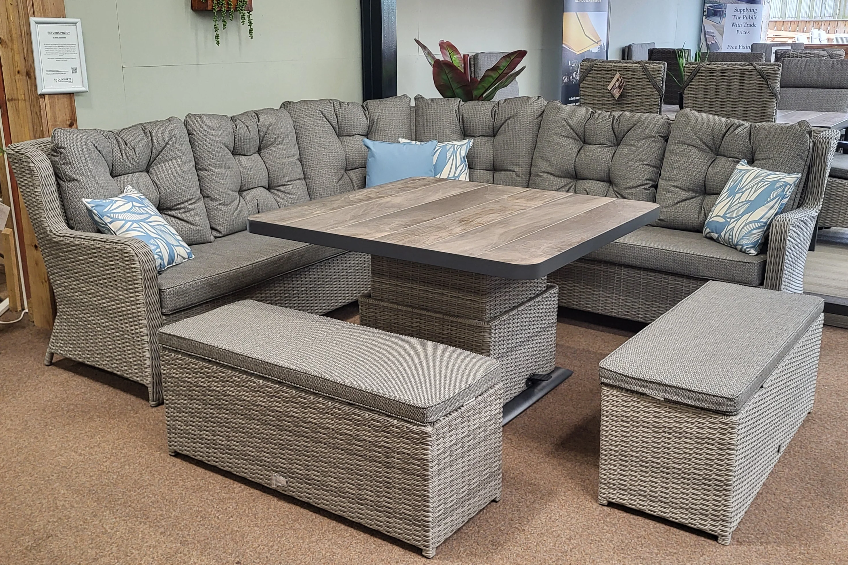 Large Corner Set with Adjustable Table in Grey - Langdale By Vila - NTC Homes, Inc.