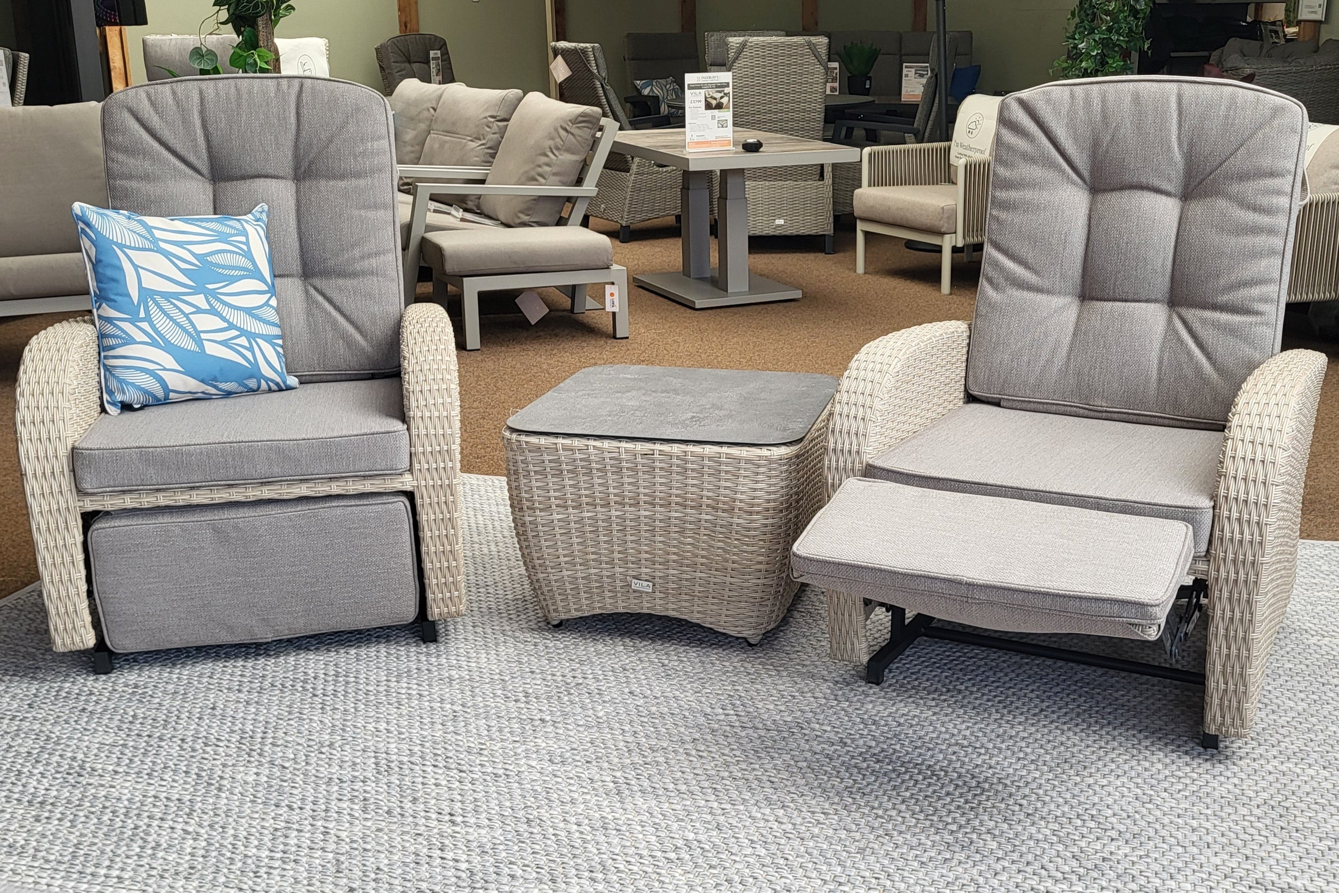 Rocking & Reclining Bistro Set In Natural | Bowness By Vila - NTC Homes, Inc.