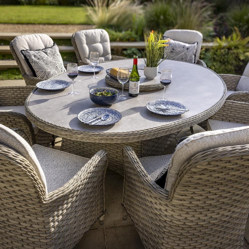 Outdoor 8 Seat Elliptical Dining Set - Eton By Hartman - NTC Homes, Inc.