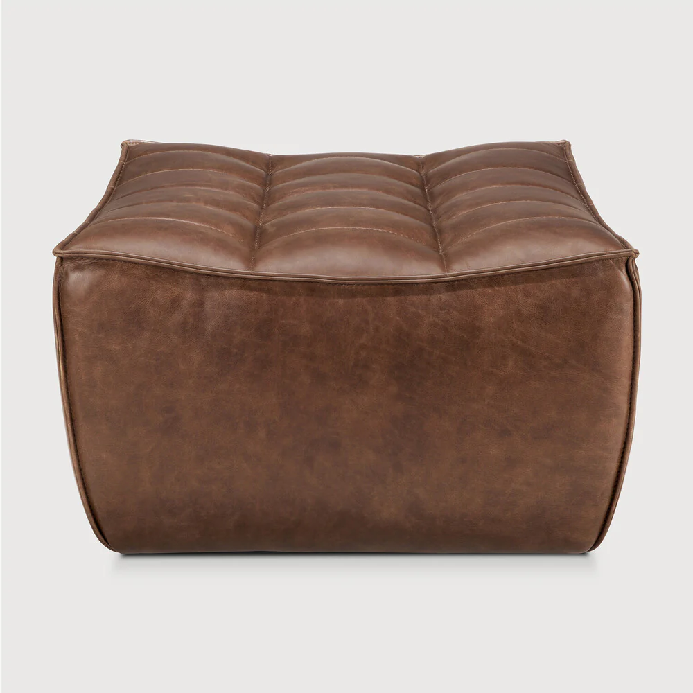 N701 Footstool - Chestnut Leather - NTC Homes, Inc.