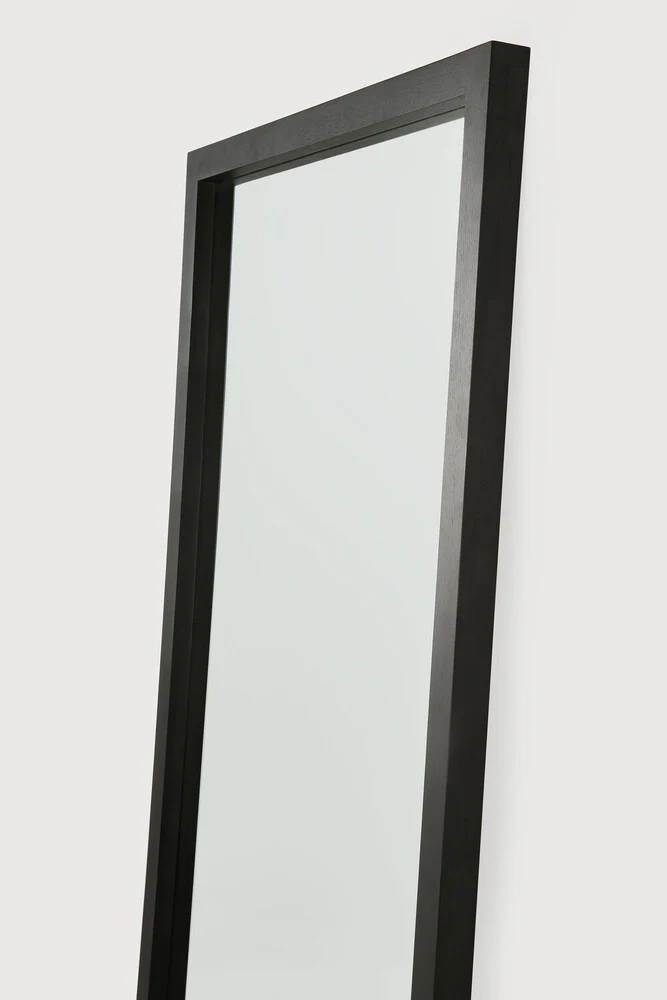 Oak Light Frame Black Floor Mirror - NTC Homes, Inc.