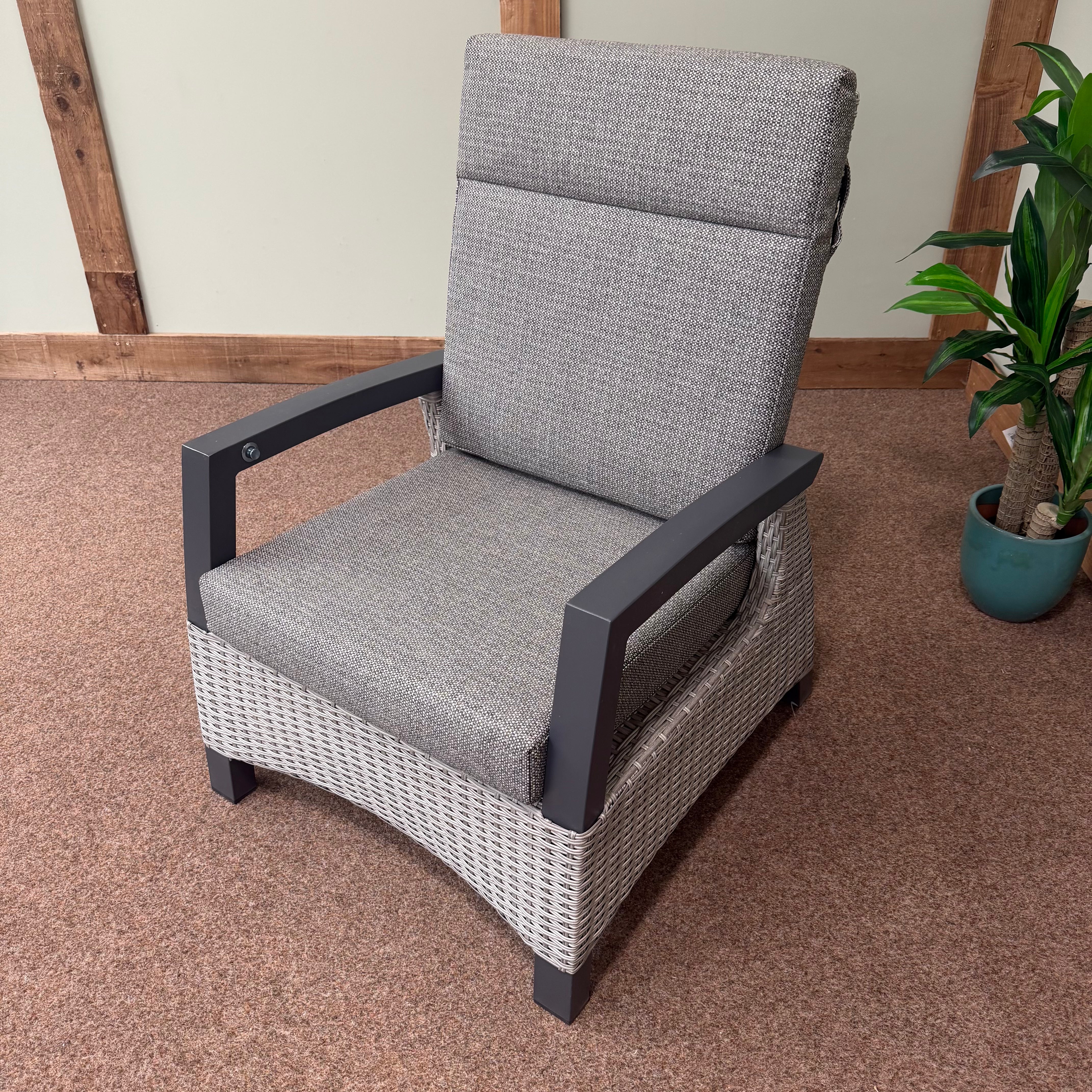 Kendal Reclining Lounge Chair in Grey - All Weather Cushion | Vila - NTC Homes, Inc.