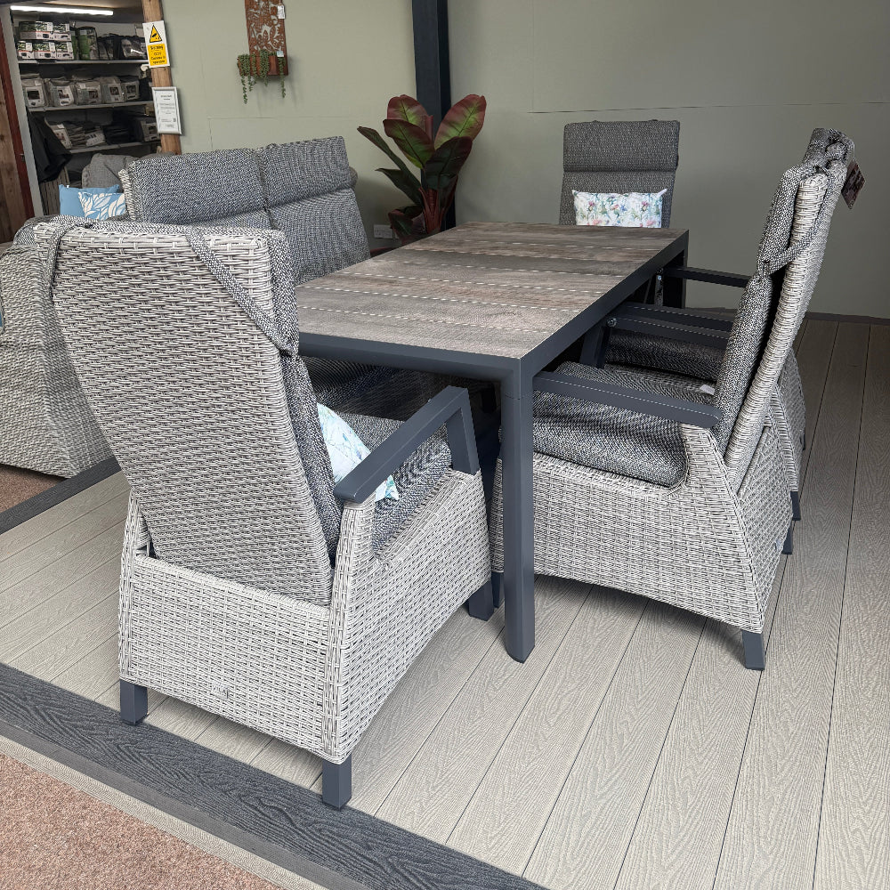 Outdoor Dining 6 Seat Reclining in Grey | Kendal By Vila - NTC Homes, Inc.