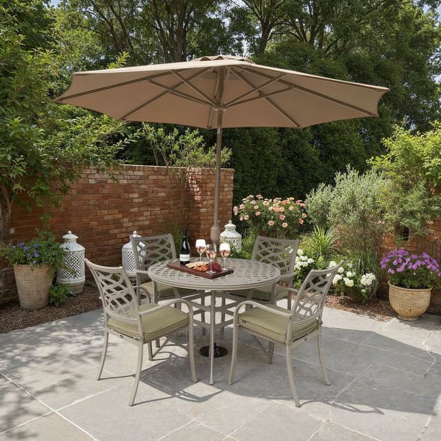 Buxton Outdoor Cast Aluminium 4 Seat Round Dining Set | Hartman - NTC Homes, Inc.