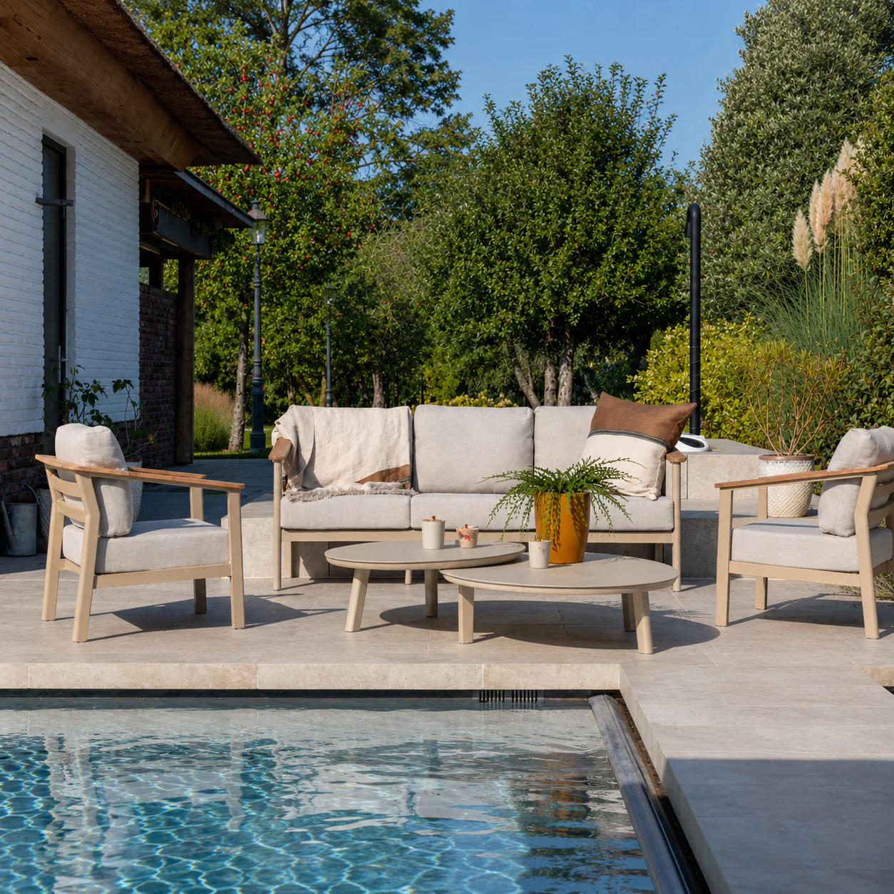 Olivia Outdoor Lounge Set with Monroe Tables & Footstool by 4 Seasons Outdoor - NTC Homes, Inc.